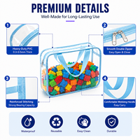 Sac de rangement de jouets à fermeture éclair en maille PVC transparente-Organisateur de puzzle et de blocs de grande capacité, idéal pour le stockage de jouets et de blocs de construction