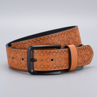 Ceinture en PU pour homme avec boucle à ardillon en alliage de zinc, motif gaufré, style business décontracté, largeur 3,5 cm, longueur 105-125 cm, marque LB, origine Wenzhou