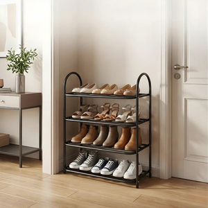 Étagère à chaussures pliable en métal à 4 niveaux, organisateur de rangement multi-niveaux pour chaussures, support autoportant pour entrée et chambre à coucher - Product Image 6