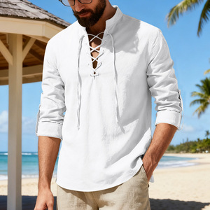 <span class=keywords><strong>Camisa</strong></span> de <span class=keywords><strong>Lino</strong></span> Piqué Personalizada al por Mayor para Hombre, Transpirable, Diseño ODM - Product Image 5