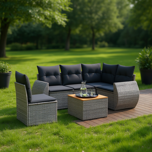 Conjunto de Sofás de Jardín de Ratán, Muebles de Exterior para 4 Personas, Resistentes a la Intemperie, Diseño Contemporáneo - Product Image 2