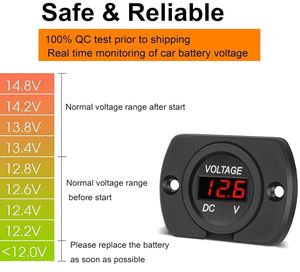 Dc 12V 24V Waterdichte Led Digitale Display Paneel Ronde Mini <span class=keywords><strong>Voltmeter</strong></span> Met Terminals Voor Auto - Product Image 3