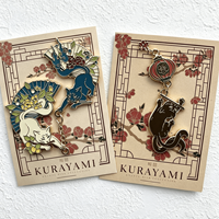 Badge en émail dur plaqué or personnalisé de qualité supérieure, design chat mignon, épingles de revers en métal avec chaînes