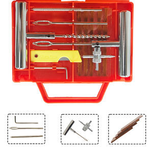 Kit de réparation de pneus portable et durable pour voiture et vélo, 28 pièces, 13 bandes de caoutchouc, boîte bleue, ensemble de dépannage - Product Image 6