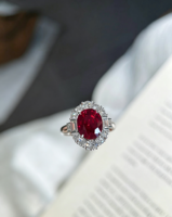 Nouvelle Arrivée Bague en Or Blanc 18K avec Rubis de Laboratoire, Poids Total 6.36g, Poids Pierre 5.372ct, Bijoux Fins en Gros et au Détail