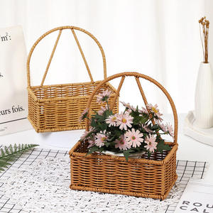 <span class=keywords><strong>Panier</strong></span> <span class=keywords><strong>de</strong></span> rangement en rotin tissé à la main, paniers à fleurs, organisateur d'objets divers, décoration <span class=keywords><strong>de</strong></span> la maison pour cadeau ou pique-nique polyvalent - Product Image 2