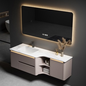 <span class=keywords><strong>Lavabo</strong></span> intégré en céramique moderne personnalisé miroir armoire à taille optimisée meubles de salle de bain pour appartements - Product Image 1