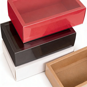 Scatola Vuota per Imballaggio in Carta Kraft/Bianca/<span class=keywords><strong>Nera</strong></span>+Trasparente, Riciclabile e Personalizzabile per Cosmetici, Vestiti, Calze, Tè - Product Image 2