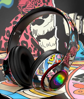 Graffiti Casque Bluetooth 5.1 DJ Casque Gamer sans fil avec micro RGB lumière LED pour enfants PC Gamer Earphone Support TF Card