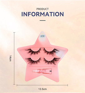 Cils 3D en faux vison ultra doux, aspect naturel, demi-bande, emballage en forme d'étoile, 2 paires de cils œil de chat avec colle - Product Image 4
