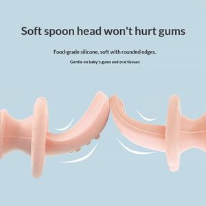 Fourchette et cuillère d'apprentissage pour bébés, en silicone, à manche court, pour la dentition, pour la maternelle - Product Image 4