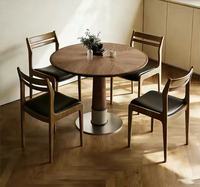 Chinesischer Stil Massivholz Runder Esstisch für Kleine Wohnungen Umweltfreundlich Langlebig Montiertes Set mit Walnuss-Finish