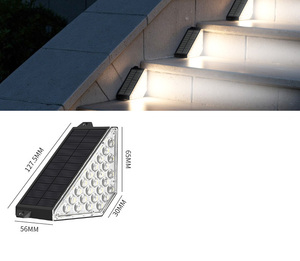 Lampe de pont solaire extérieure blanc chaud IP65 étanche interrupteur automatique lampes à induction triangulaire 24LED lumière d'étape décorative - Product Image 3