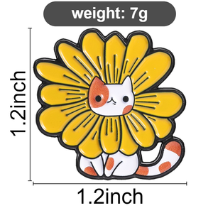 Épinglette en émail personnalisée Chat Tournesol, Badge Métallique Animal Mignon, Épinglette de Col Tournesol, Bijou Créatif, Cadeau pour Elle - Product Image 6