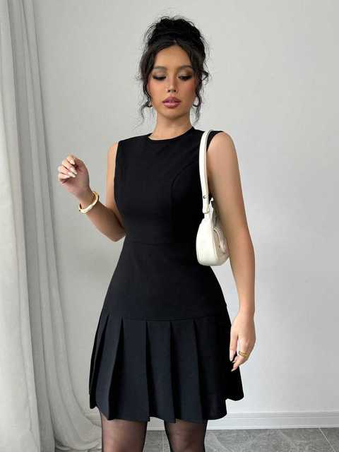 Casual Sleeveless Elegant Solid Color Pleated Comfortable Women's Dress