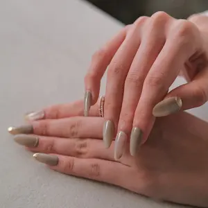 Zonnige Zussen Handgemaakte Amandel Nail Sets Pers Op Nagels Met Design