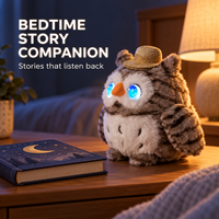 Robot éducatif parlant en peluche en forme de hibou avec Wi-Fi et assistant vocal IA pour les histoires du soir