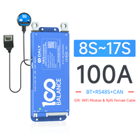 BMS 100Balance 12V/24V/48V/72V/84V 40A 60A 80A 100A 150A 200A LiFePO4 Intelligent BT Wi-Fi avec CAN RS485 et IoT Cloud