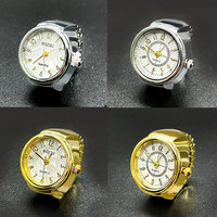 Vintage bague montre élastique en acier inoxydable bracelet de montre carré circulaire cadran anneau argent Mini anneau montre