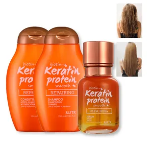 Traitement des cheveux à la kératine, huile d'argan biologique naturelle, réparation en profondeur des cheveux abîmés, protection de la couleur des cheveux, shampoing et après-shampoing