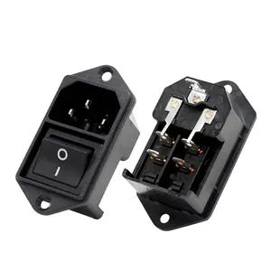 IEC 60320 C14 2-in-1 ổ cắm điện với ON-OFF 15A Rocker chuyển 10A 250V vật liệu đồng cho home & văn phòng phích cắm & ổ cắm - Product Image 1