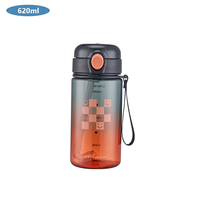 Bouteille d'eau Yiben Yiben, nouveau design, 620 ml, sans BPA, sport, avec couvercle à clic manuel, paille, couleur dégradée