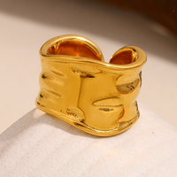 Dreamshow Bague plaquée or 18 carats martelée Bijoux imperméables minimalistes Bague en acier inoxydable anti-ternissement