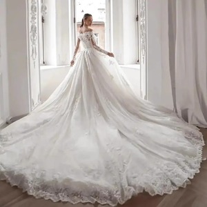 Off Shoulder Mermaid Wedding Dress With Lace Train And Backless Design For Bridal Wear - Product Image 4