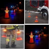 360 °   Cono de Tráfico LED con Anillo Luminoso Recargable, Certificado CE ROHS, Comando de Seguridad Vial, Luz de Emergencia para Construcción de Carreteras