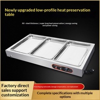 Table chauffante électrique en acier inoxydable à isolation basse et peu profonde, couleur argent, pour usage commercial, pour la cuisson vapeur en libre-service des aliments préparés