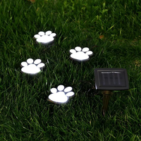 Lot de 4 lampes solaires connectées en forme de patte de chien ou de chat, LED blanc chaud, étanches IP44, en ABS, pour jardin, patio, allée