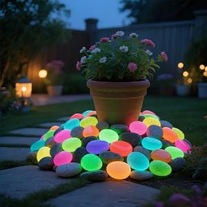 Galets décoratifs multicolores phosphorescents en résine plastique durable pour jardin, bassin, allée d'Halloween et extérieur - Product Image 3