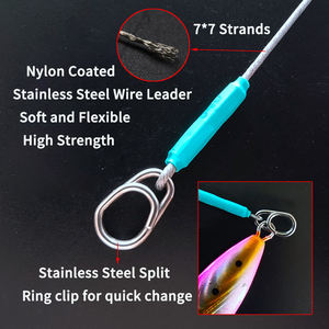 <span class=keywords><strong>Fil</strong></span> <span class=keywords><strong>de</strong></span> pêche en acier inoxydable 7*7 brins avec émerillon à roulement et clip, tube thermorétractable, corde <span class=keywords><strong>de</strong></span> pêche en acier, <span class=keywords><strong>fil</strong></span> anti-morsure - Product Image 4