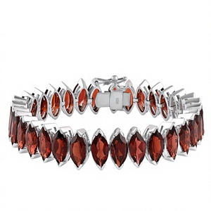 Pulsera de tenis clásica de plata de ley 925 con granate talla marquesa para mujer, uso diario, regalo de boda, engaste Palakka - Product Image 1