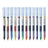 Stylo gel liquide écologique à pointe fine de 0,5 mm, séchage rapide, 12 couleurs, réservoir transparent, papeterie scolaire et de bureau