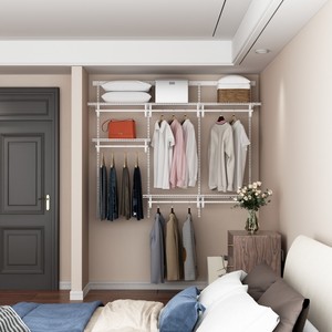 <span class=keywords><strong>Petite</strong></span> <span class=keywords><strong>étagère</strong></span> <span class=keywords><strong>murale</strong></span> réglable en fil métallique pour placard, armoire, dressing - Organisateur de vêtements écologique à grande capacité - Product Image 1