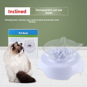 Bol d'alimentation <span class=keywords><strong>pour</strong></span> animaux de compagnie Cat Inclined 15, en plastique transparent, fond rond, mignon, lot de 80 - Product Image 2