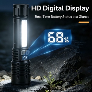 Torcia LED Ricaricabile ad Alta Luminosità con Luce Laterale COB, Display Digitale della Potenza, Zoom Regolabile, Torcia Tattica per Emergenze - Product Image 6
