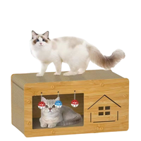 Grand lit-griffoir détachable pour chat, maison en carton pour chat d'intérieur avec lit-griffoir en papier ondulé pour chats