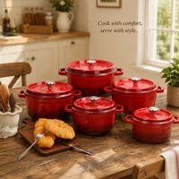 Cocotte en fonte émaillée ronde Joho 20cm 22cm 24cm 26cm 28cm 30cm 32cm, six couleurs, vente en gros, OEM, ODM, fournisseur en vrac