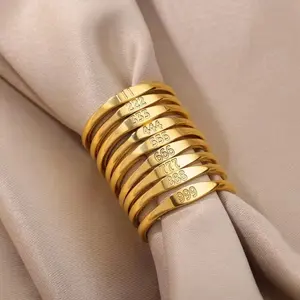 Plattierte defektfreie Engelsnummern 111 bis 999 und 11:11 gravierter Ring Gold für Herren Damen romantische Opp-Tasche Edelstahl / 18 K