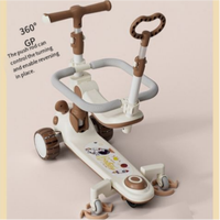 Trottinette pliable écologique en plastique pour enfants, 3 roues lumineuses, siège réglable en hauteur, frein au pied – Jouet d'extérieur pour enfants de 3 à 6 ans