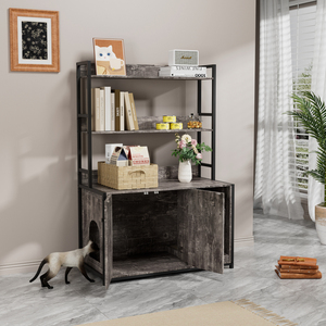 Large Cat Litter <b>Box</b> Enclosure With <b>Shelf</b> Storage Hidden Cat Washroom Wooden Cat House Sturdy - Product Image 4
