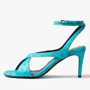 Sandali da Donna <span class=keywords><strong>con</strong></span> Cinturino Incrociato e Fibbia alla Caviglia, Punta Rotonda, Tacchi Eleganti da Sera, Sandali in Pelle Esotica, Vendita all'Ingrosso OEM - Product Image 1