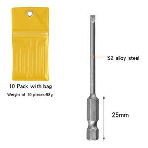 Embout de tournevis magnétique à tête plate de 75 mm de long, 3 mm, tige hexagonale de 1/4 pouce, acier S2 <span class=keywords><strong>pour</strong></span> visseuses à percussion, aimant puissant - Product Image 6