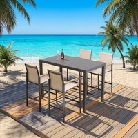 Ensemble de table et tabourets de bar en aluminium pour extérieur, mobilier de bar commercial pour patio, haute qualité, pour restaurant et café