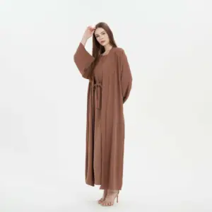 Aschulman Custom Long Dresses For Women Two Piece Open Muslim Abaya Set Dubai Turkey Islam Maxi Dress