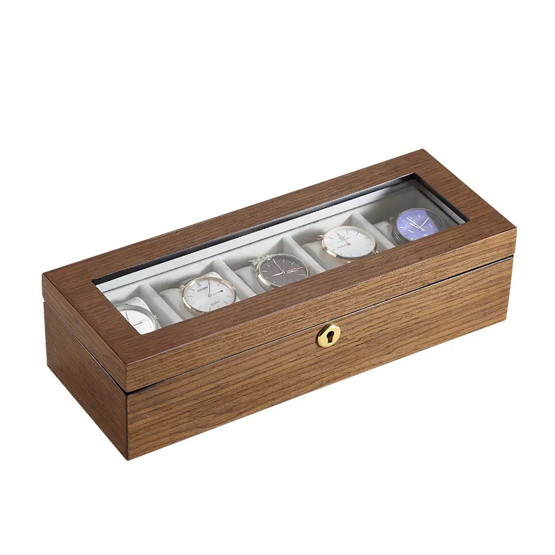 Wholesale Custom Logo Printed Luxury 5 Slots Wood Watch Box Packaging Luxury Wooden Watch Boxes Gift Cases For Men Women