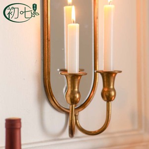 กระจกติดผนังทองเหลืองแบบดั้งเดิมพร้อมที่วางเทียน กระจกตกแต่งกรอบสวยงามสำหรับทางเข้า - Product Image 5