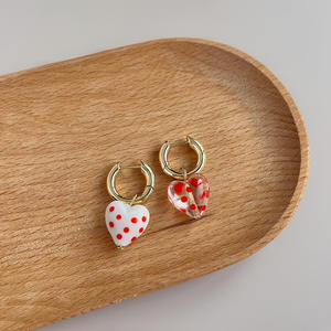 Pendientes colgantes con personalidad, Pendientes colgantes de corazón de cristal con goteo de aceite Vintage para mi hijo - Product Image 4